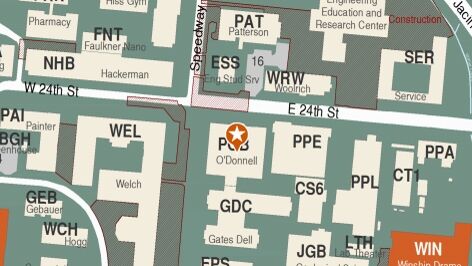 Building map location for Oden Institute for Computational Engineering and Sciences